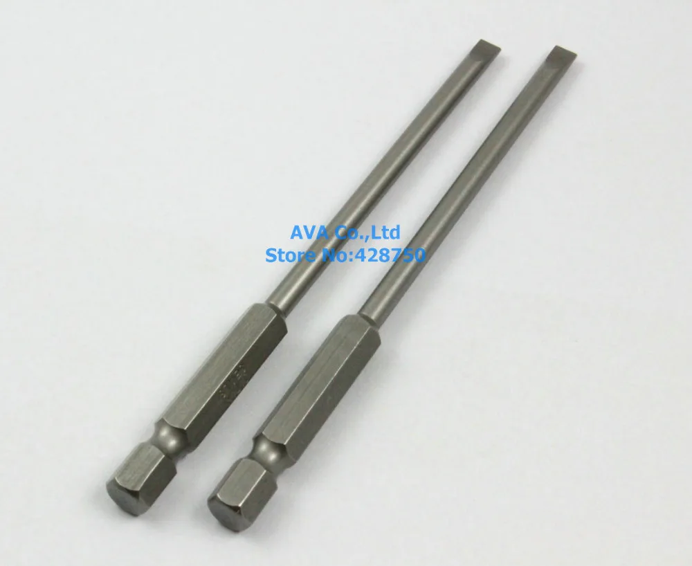 

10 Pieces Magnetic Slotted Screwdriver Bit 1/4" Hex Shank 100mm Long 4mm Flathead Screwdriver Bits