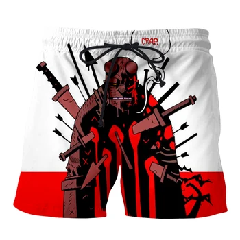 

New Fashion Men's Casual Shorts Quick-Drying Skull/Gun/cigarett Board Beach Summer short Pants hellboy 3d printed shorts elastic