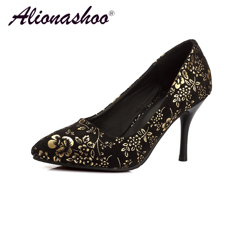 

Party Shoes For Ladies Plus Size 34-43 Dress Women Shoes Women Embroidery Shoes In Super Thin High Heel Pointed Toe Shoes Ladies