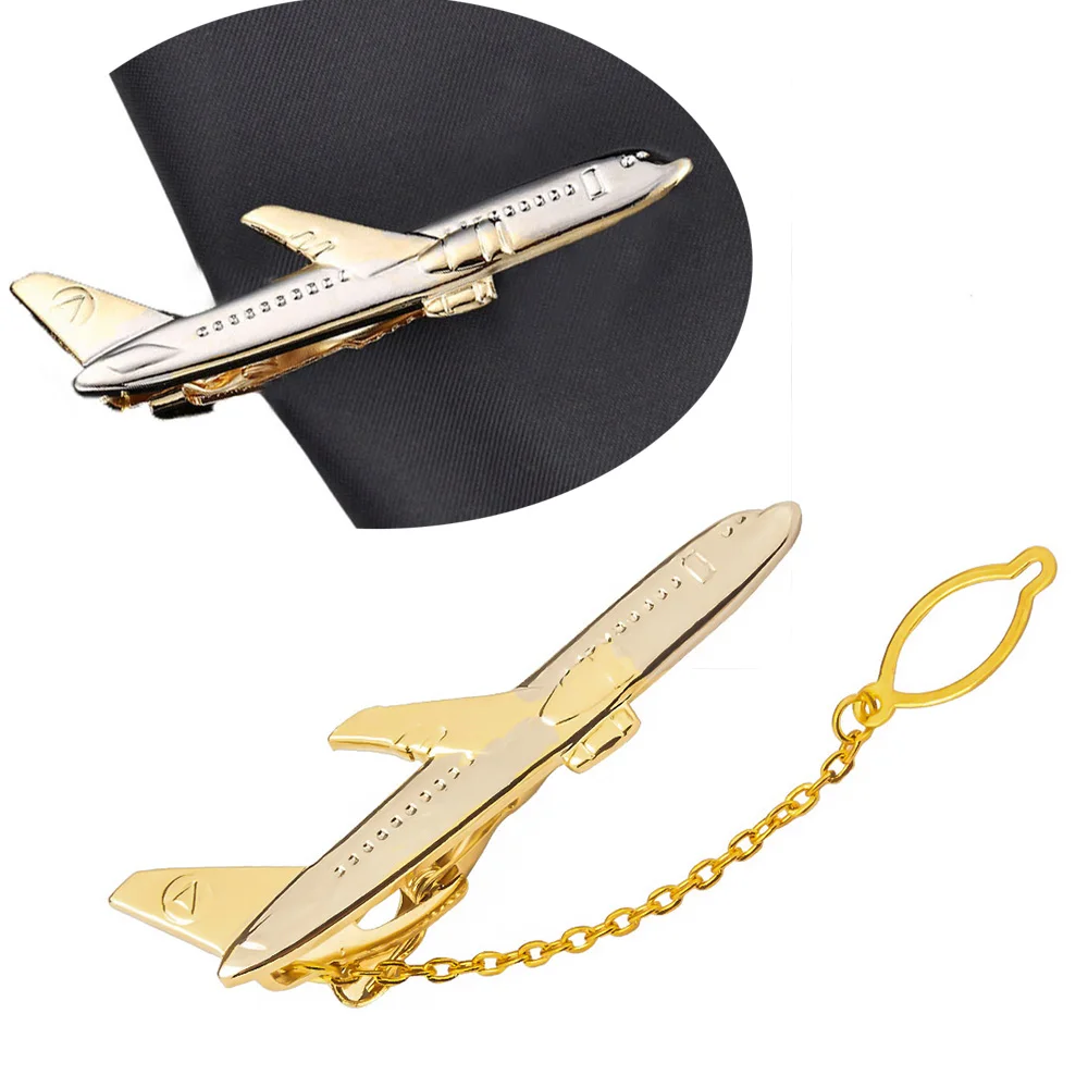 

Elegant Airplane Shape Tie Clip Pilot Business Men Necktie Clip High Quality Cufflinks Tie Clasp Men Suits Wedding Gift