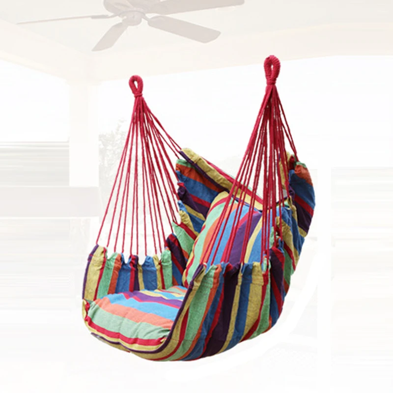 

YX Newest Canvas Hammock Adult Indoor Swing Cradle Outdoor Handing Chair Children Hammock Tourism with Cushion Bearing 120KG