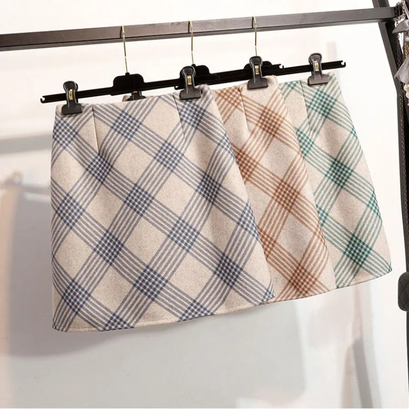 

Plaid Step Skirt New Package Hip Skirt Female 2019 New Skirt High Waist Woolen A-Line Natural Casual