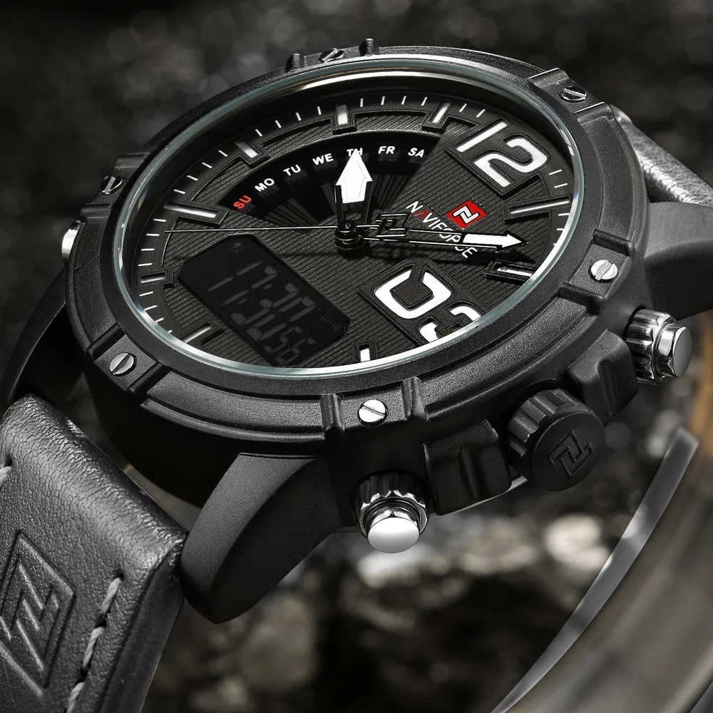 Prix NAVIFORCE Montres Hommes Marque De Luxe Bracelet En Cuir Armée Militaire Montre Hommes Quartz Horloge Montre Sport Montre Bracelet relogio masculino