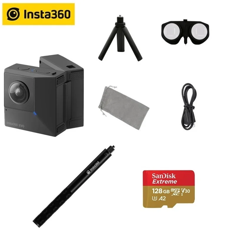 Insta360 EVO 5,7 K видео 180 3D Очки виртуальной реальности VR/панорамный Insta 360 Камера для устройств на базе Android и iPhone XS/Xs Max/XR/iPhone X/8/8 plus/7/7 plus/6s/6s плюс - Цветной: Bundle 3