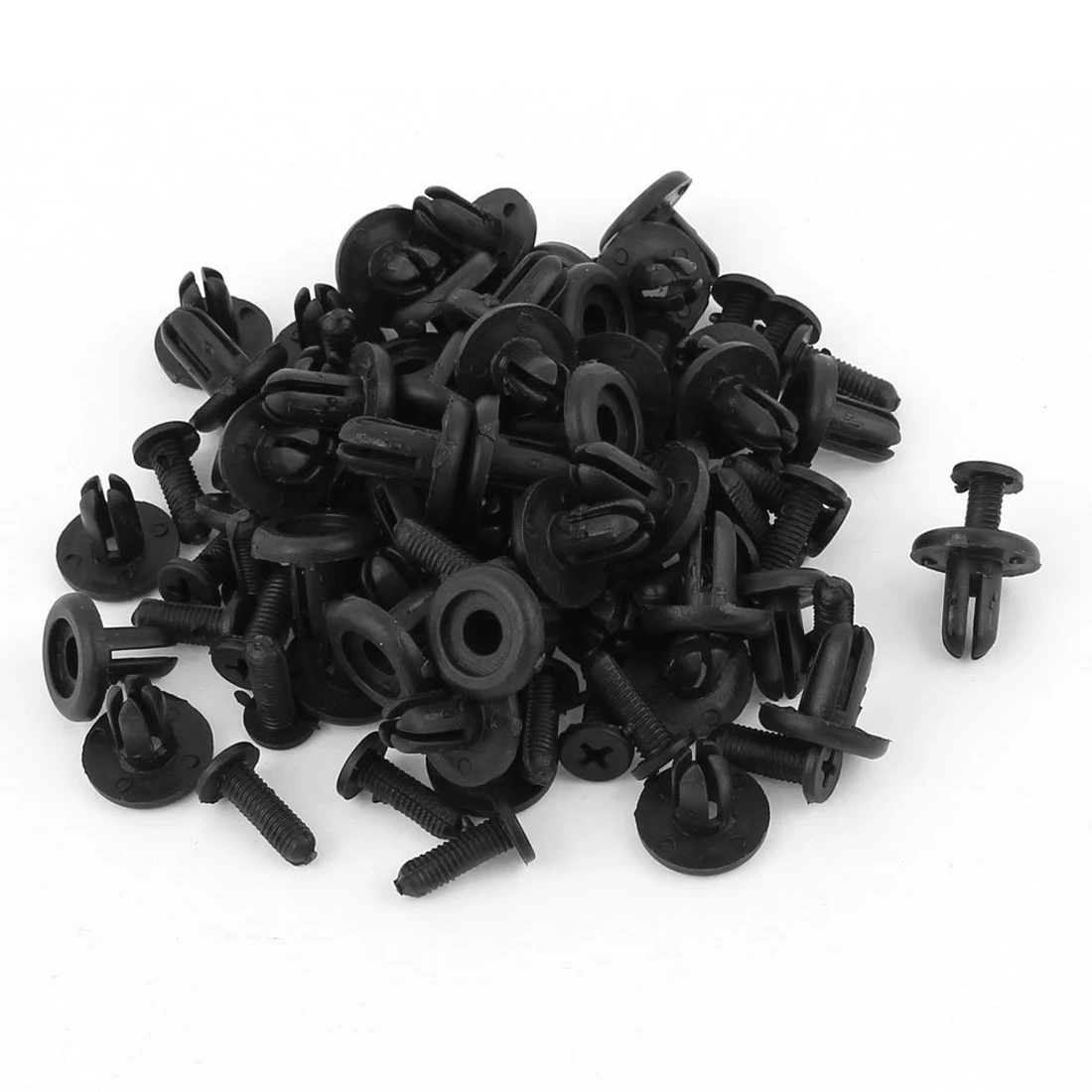 50pcs 7mm Hole Black Push Type Retainer Fasteners Clips Plastic Rivet