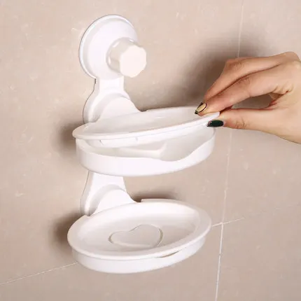Two Layer Suction Holder Soap Dish Storage Basket Soap Box Stand Soap Holder Kitchen Tools Bathroom Accessories