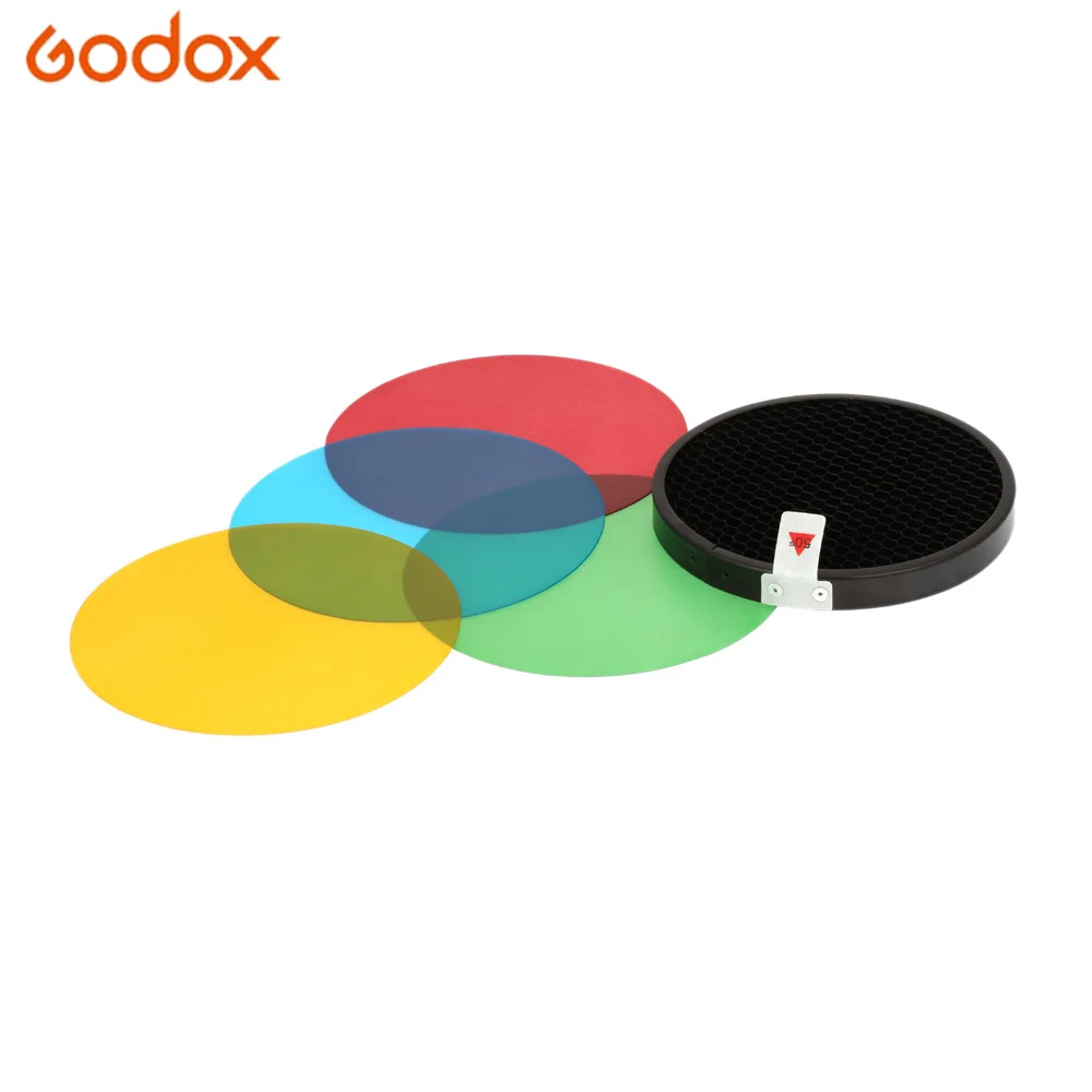 

Godox AD-S11 Color Filter Gel Pack with Honeycomb Grid Cover Reflector Kit for Witstro Flash AD180 AD360 AD360II Four Colors