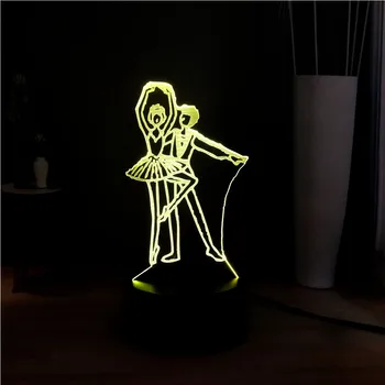 

Romantic Dancer Girl and Boy plastic Acrylic Panel 3D LED 7 Color Change Illusion DEC Room USB Bedside Desk Mood Light Kids Gift