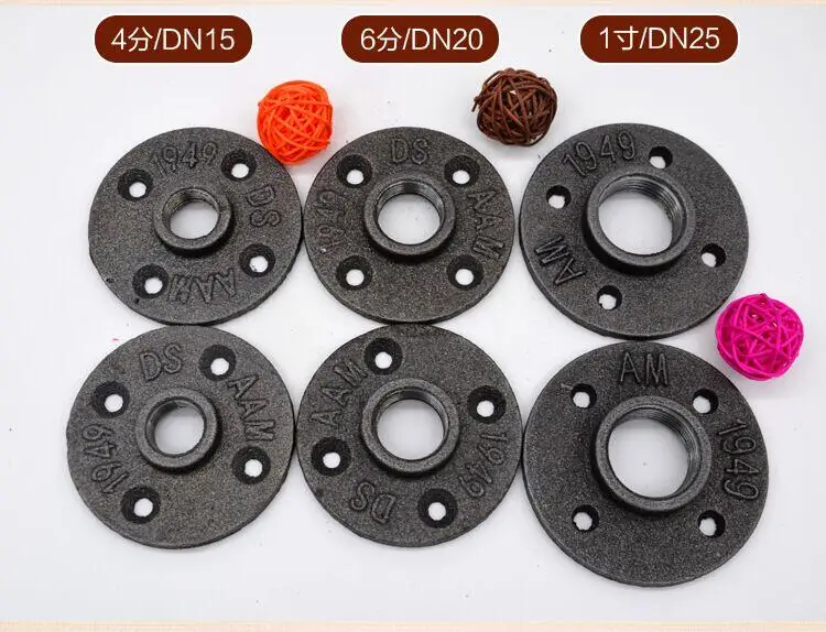 

4pcs/lot 4 - hole Reinforced cast iron flange DN15 1/2" 20MM DN20 3/4" 25MM DN25 1" 32MM base flanges