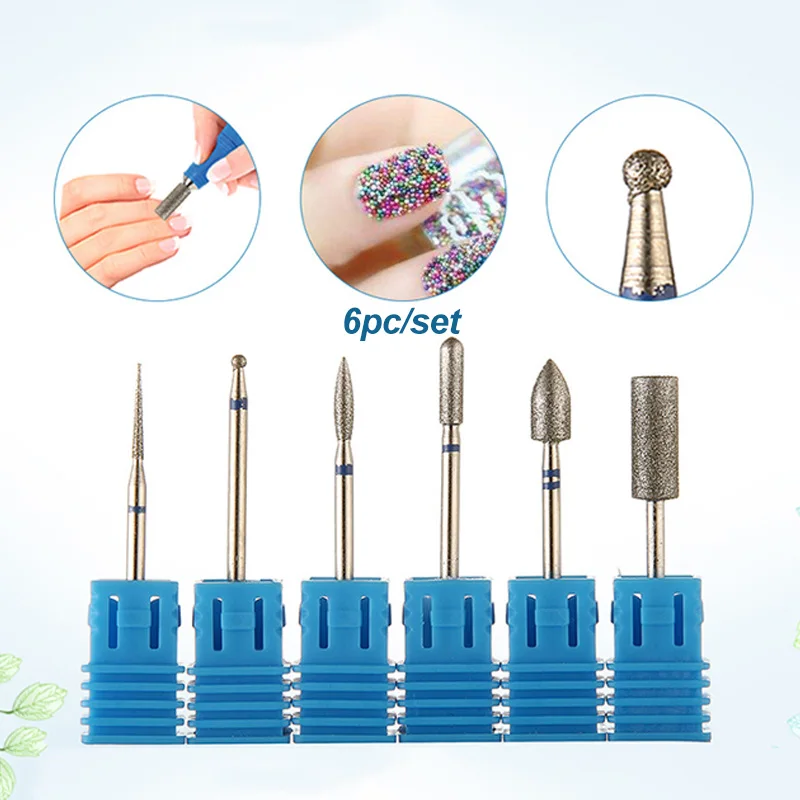 

6PC Professional Electric Nail Drill Set For Manicure Machine Accessories Grinding Cutter Pedicure Rotary Gel Clean Bit