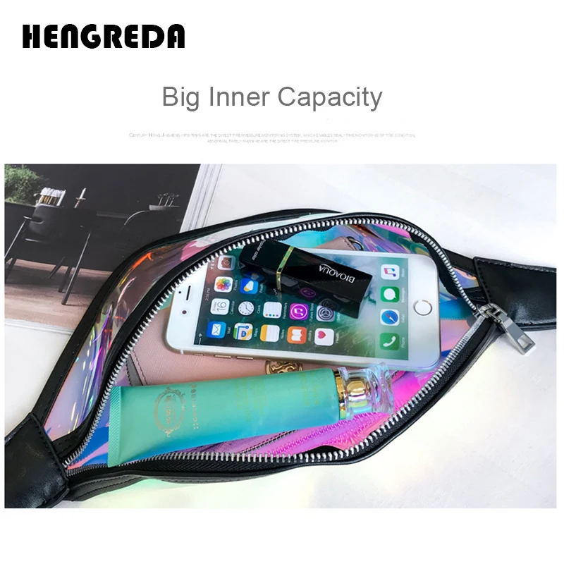 Голографическая поясная сумка женская новая модная блестящая неоновая уличная прозрачная сумка для путешествий пляжная сумка Hengreda
