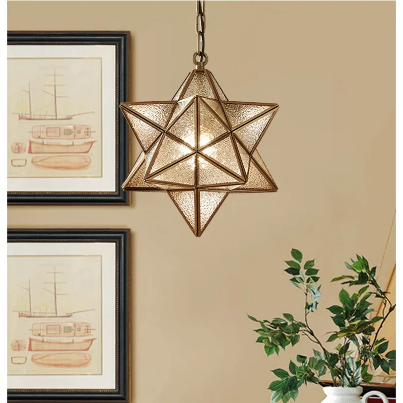 Modern Loft Art Star Glass Pendant Lights Creative Retro Bronze Warm Study Bars Cafe Aisle Led Hanging Light Fixtures | Лампы и