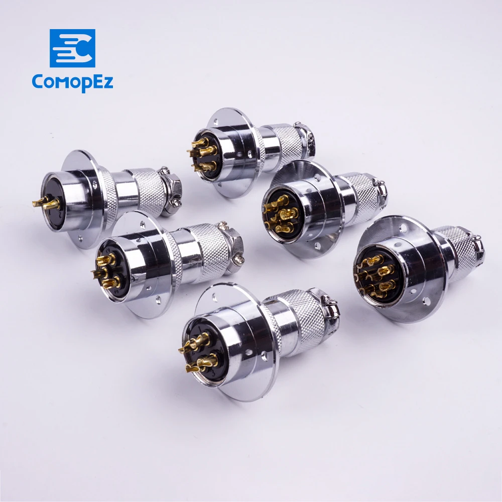 

Comopez 10 Set GX25 2/3/4/5/6/7/8 Pin Flange Air Aviation Connector Plug 25mm Male Female Panel Metal Connector Socket