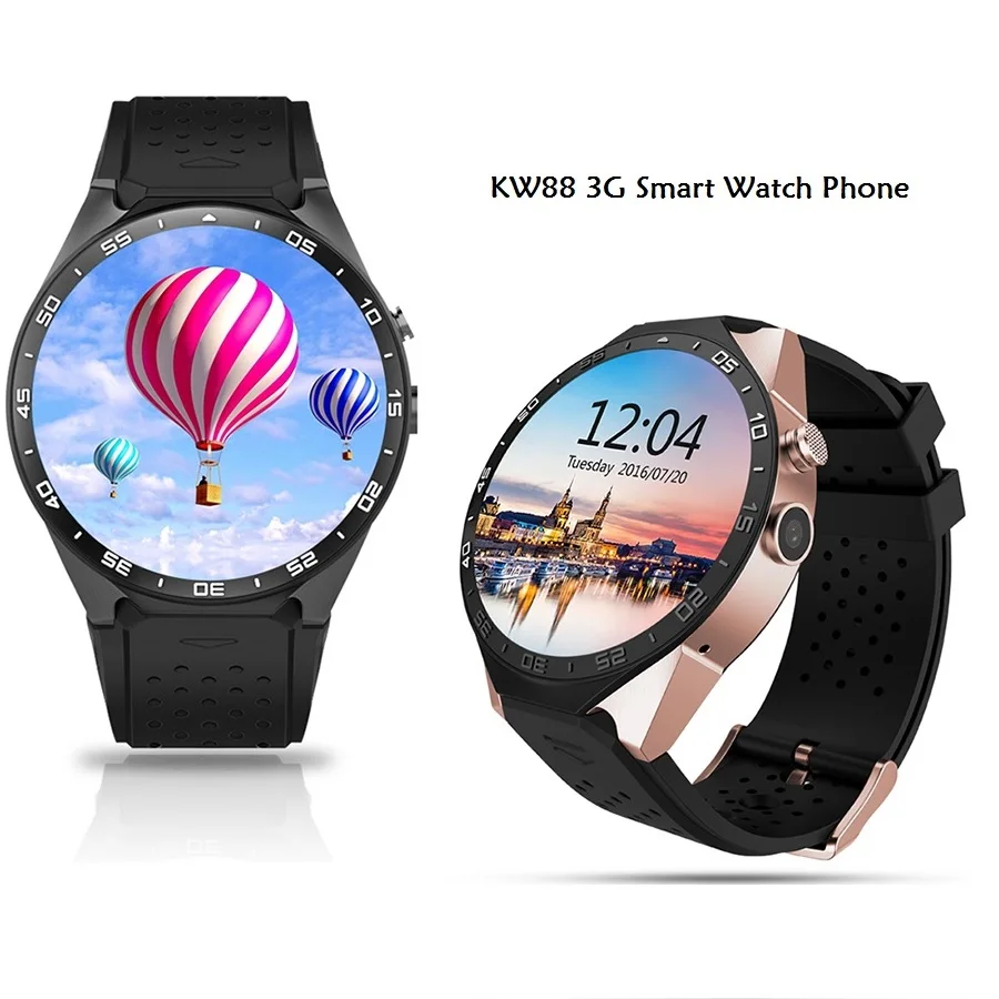 KingWear KW88 Android 5,1 1,39 "3g Smartwatch телефон MTK6580 4 ядра 1,39 ГГц 4G ROM gps тяжести Bluetooth Смарт часы Шагомер