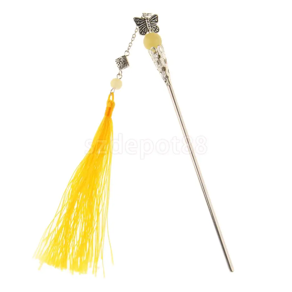 Handmade Chinese Girl Classic Butterfly Tassel Hairpin Headdress Hair Stick