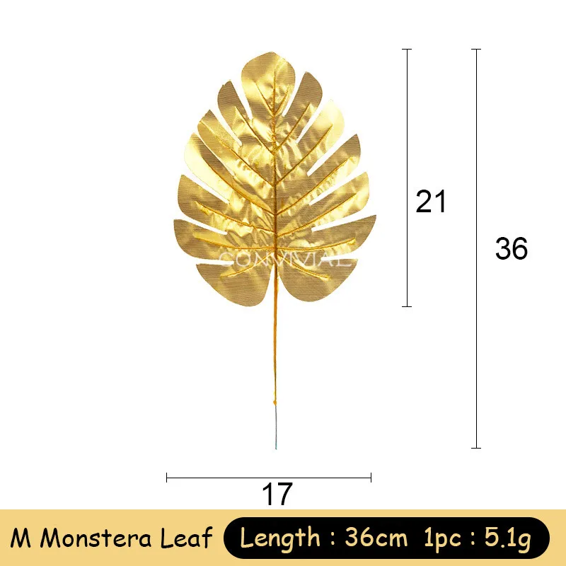 1 шт., золотые листья из ротанга, свадебные украшения, искусственные растения, ткань, искусственные листья монстеры, настенные украшения для дома, вечерние принадлежности