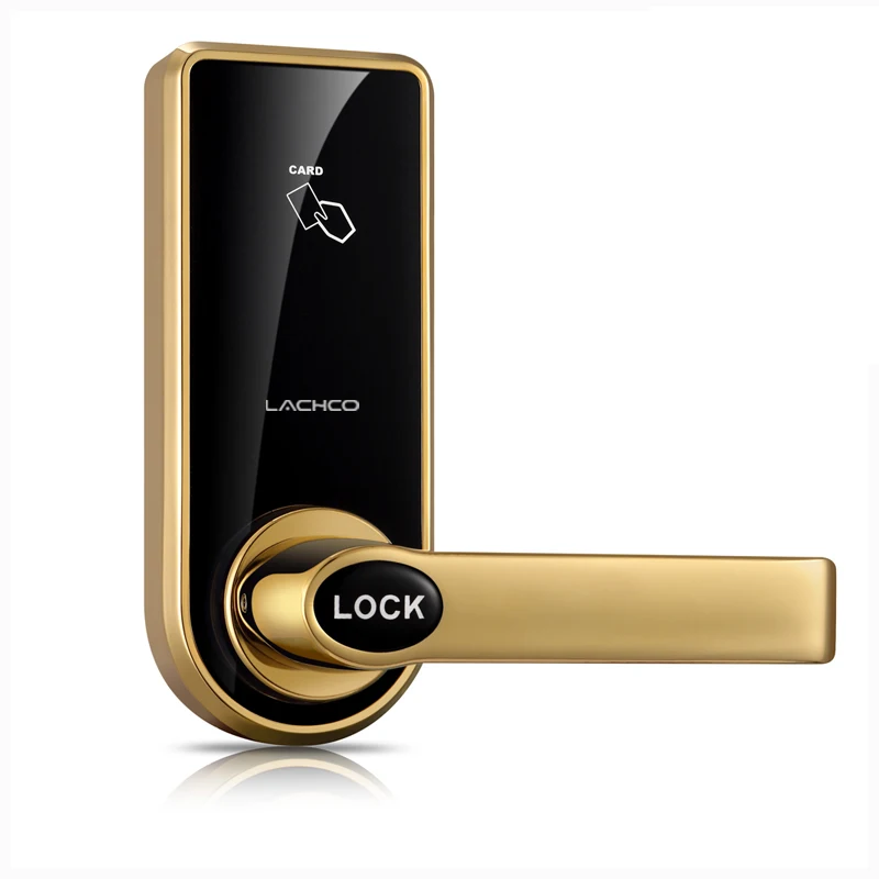 L&S SL16-073S-4 Digital Code Door Lock Keypad Touch Screen Card Intelligent Smart Lock Mechanical Key Keyless Black and Silver