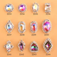 50pcs/Lot Nail Rhinestones Flat Back Crystal 3D Strass Gem Stone Heart Bow Tie Round Manicure Nail Art Decoration Charms Jewelry