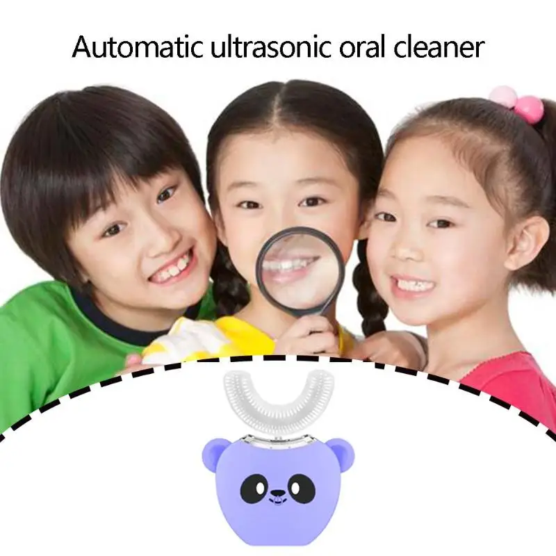 

360° Automatic Ultrasonic Oral Cleaner USB Nano Blue Electric Silicone Lazy Sonic Whitening Toothbrush -3-7 Years Old Version