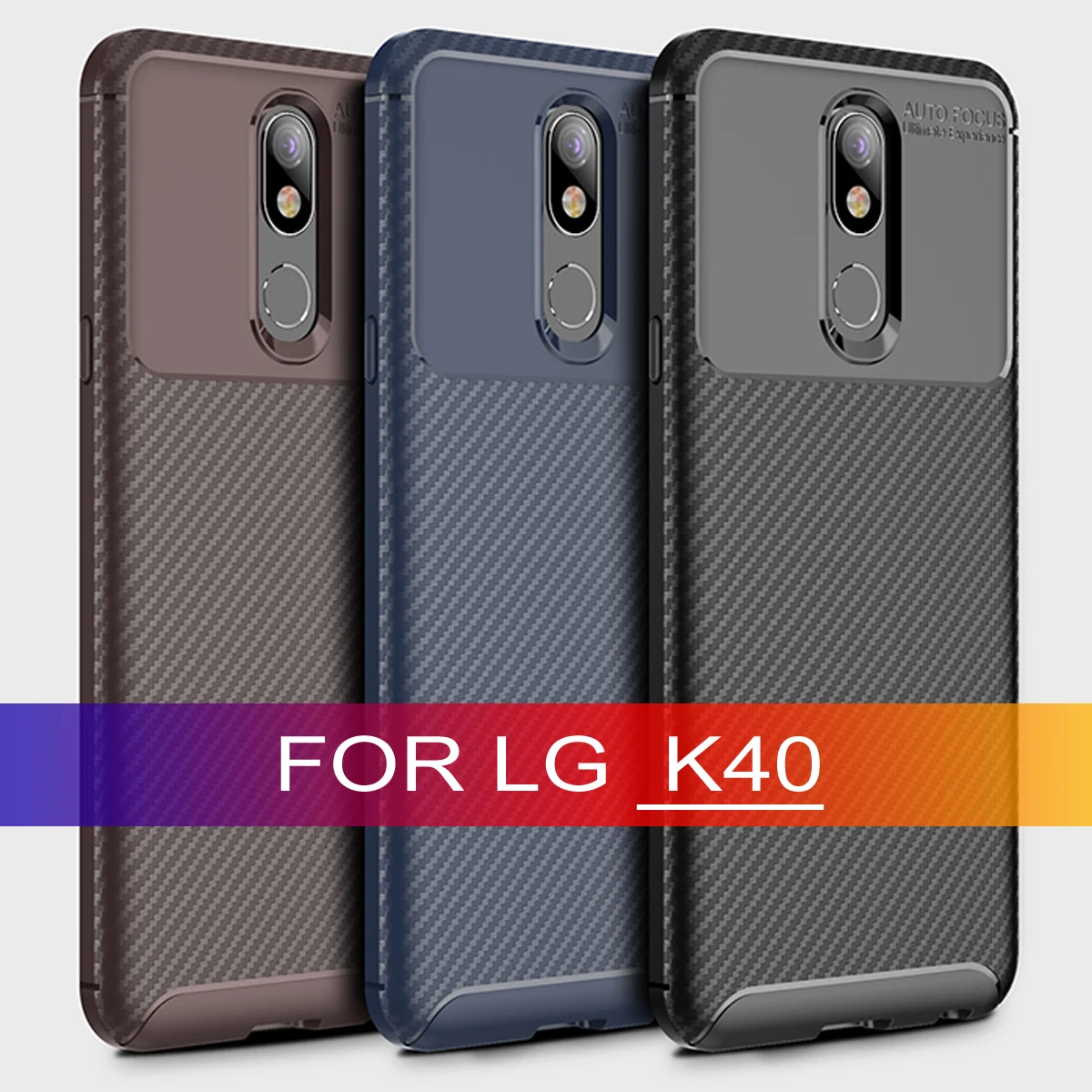 

Back Cover for fundas LG K40 Soft TPU Case on LG K 40 Carbon Fiber Case lgk40 Silicone Black Mobile Phone Cases 360 Shockproof