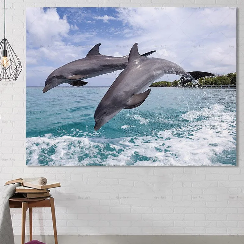 Decorative Pictures poster animal Print Dolphin Canvas Painting Frameless wall art for home decor
