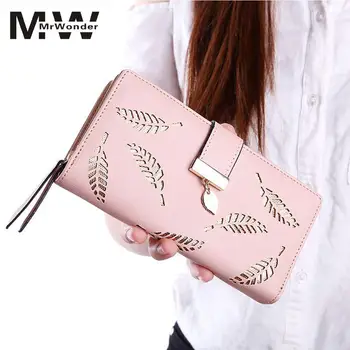 

MISSKY Women's Hollow Out Wallets Leaf Long Clutch Purse Card Holder Bifold PU Leather Wallet Retro 5 colors Holders SAN0