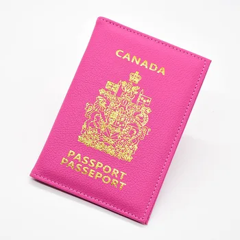 

DIKEDAKU Brand Canada Passport Holder Women Rough Pu Leather Cover Passport Organizer Pink Girls Soft Travel Case for Passport