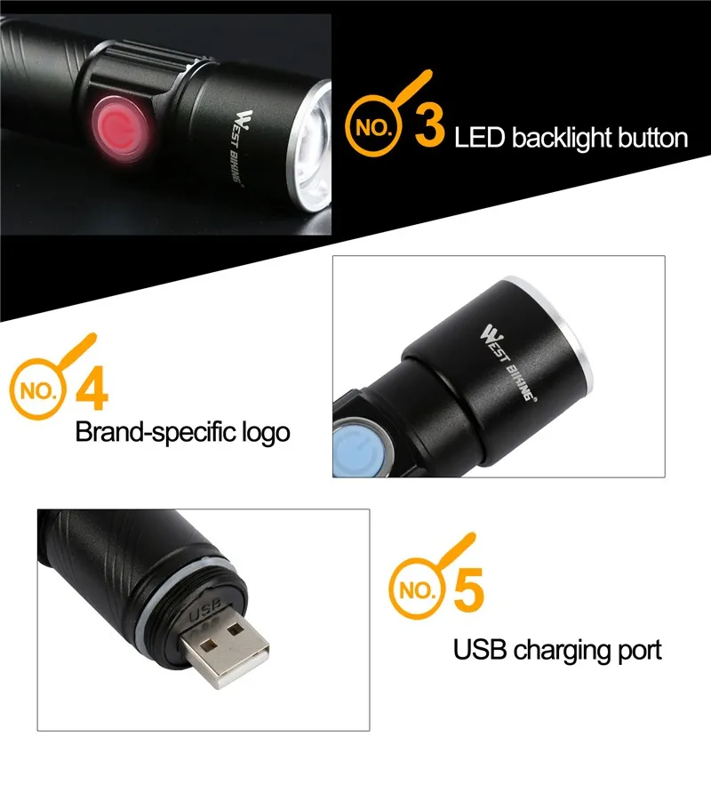 Clearance WEST BIKING Bike Light Ultra-Bright Zoomable 240 Lumen Q5 200M USB Rechargeable Bicycle Light Cycling Front LED Flashlights Lamp 13 Clearance WEST BIKING Bike Light Ultra-Bright Zoomable 240 Lumen Q5 200M USB Rechargeable Bicycle Light Cycling Front LED Flashlights Lamp 13