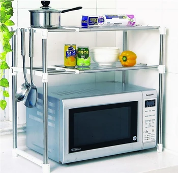 

Microwave oven rack oven shelf shelf stainless steel clad pipe in the kitchen Can control the tensile Move up and down double