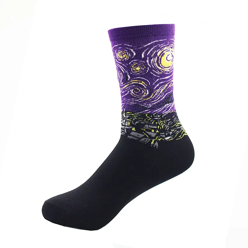 Ван Гог модные художественные носки Харадзюку, Хлопковые женские/мужские носки с принтом, короткие носки, новинка, забавный рисунок, японский рисунок - Цвет: r01-1-3