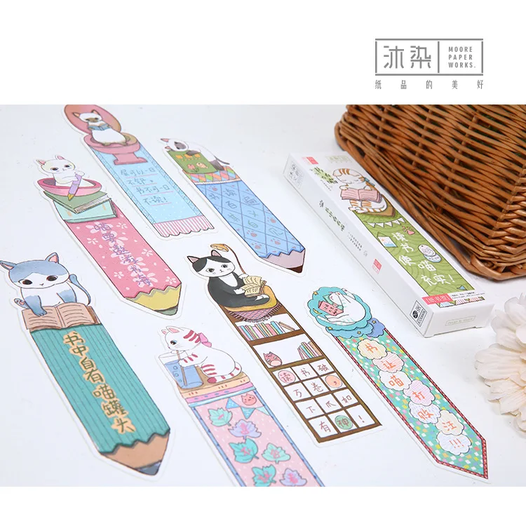 Kawaii милые закладки 30 шт./кор. для кошки в книжная Закладка Бумага Животные