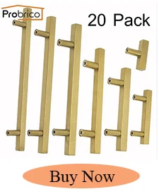 Probrico Gold Furniture Pulls Square Bar Kitchen Cabinet Handles Stainless Steel Drawer Dresser Closet Knobs Furniture Hardware