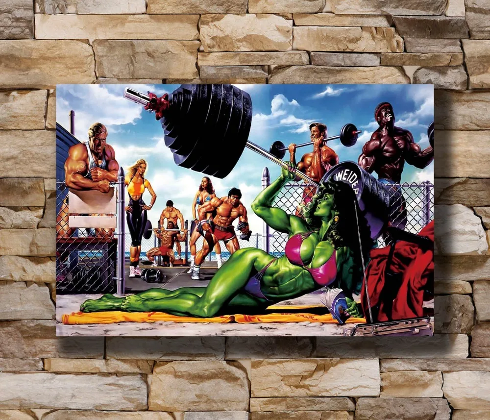 She-Hulk Superhero Bodybuilding Fitness Silk Poster 13x20 24x36inch