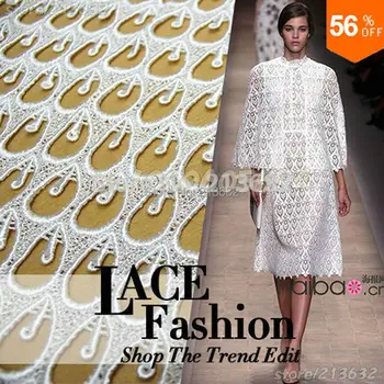 

PQYY72 Heavy light filament polyester water soluble lace fabric hollow droplets stereo cheongsam dress fabric tecido feltro tela