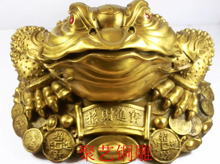 

Bronze sculpture, copper toad lucky decoration Large toad opening gifts crafts Bronze statue copper