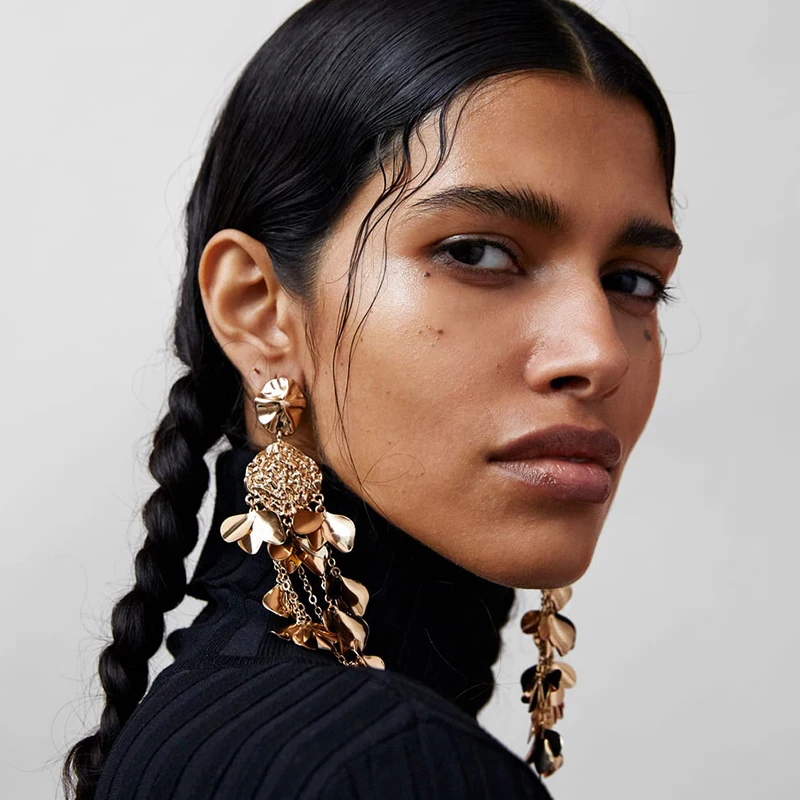 

Lalynnlys New Fashion ZA Drop Dangle Earrings for Women Girls Gold Metal Boho Vintage Imitation Pearl Earring Accessories Gift