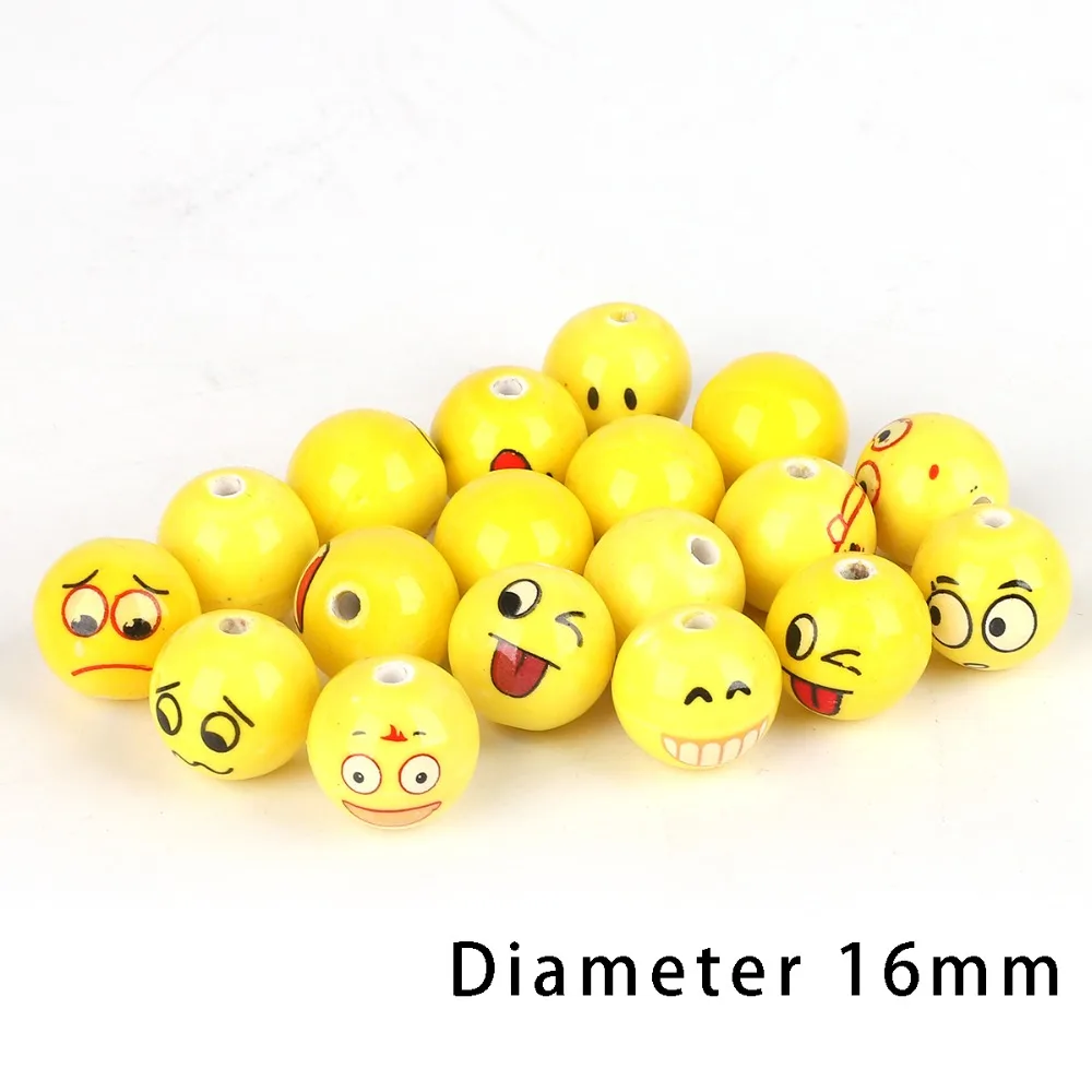 

10pcs 16/18mm Smile Face Space Round Beads with 3mm hole for Charms Bracelet Necklace For Jewelry Making DIY Accessories