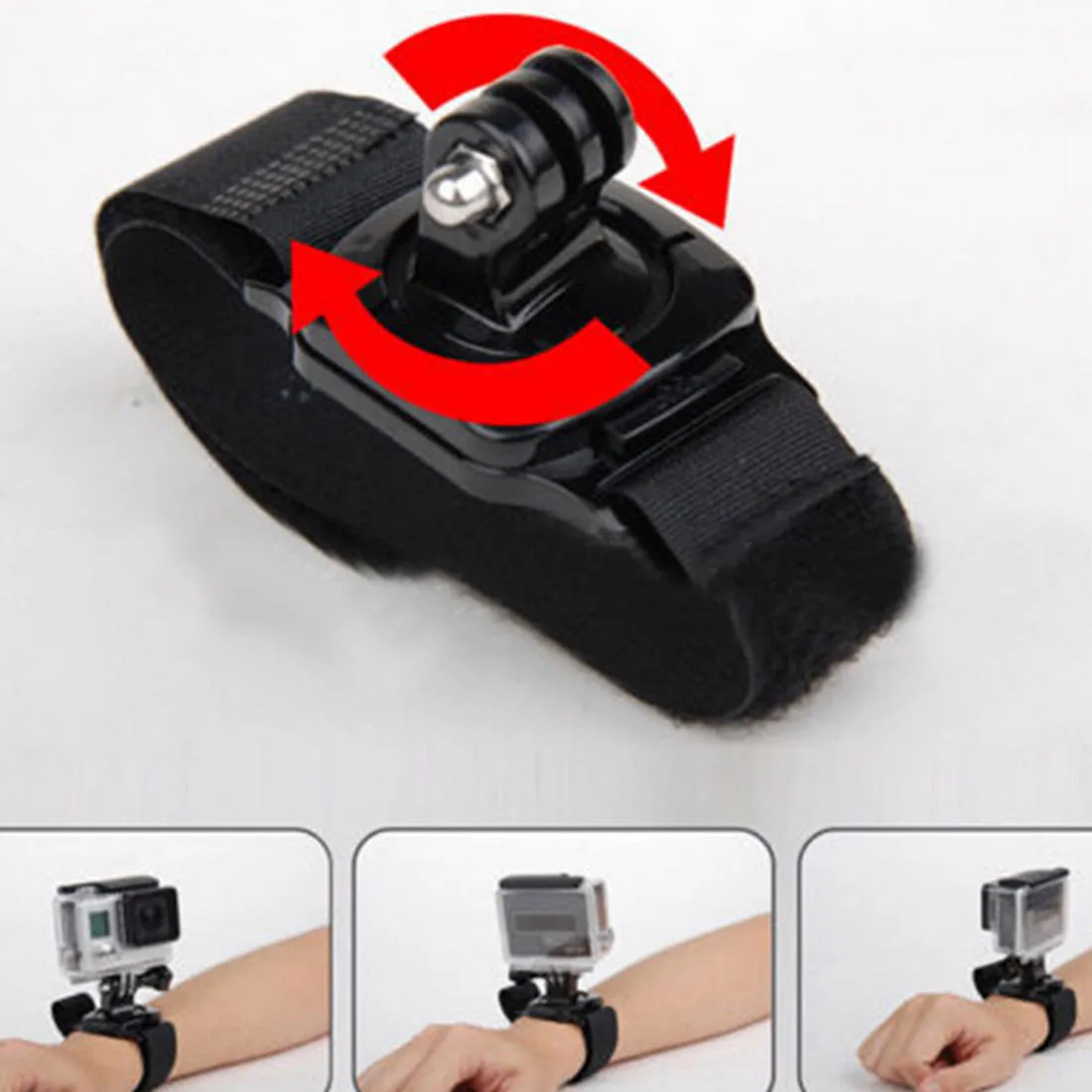 

HONGDAK Hot Glove Wrist Band 360 Degree Swivel Rotation Hand Strap Belt Tripod Mount For GoPro Hero 4/3+ For Go Pro SJCAM SJ4000