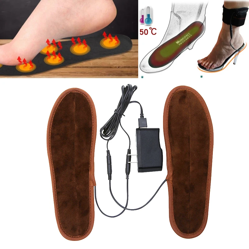 

Brown Heated Shoe Insoles Keep Warm Shoe Unisex Electric Foot Heated Snow Heating Home Furnishing Non Woven 2018 Warmer Insoles
