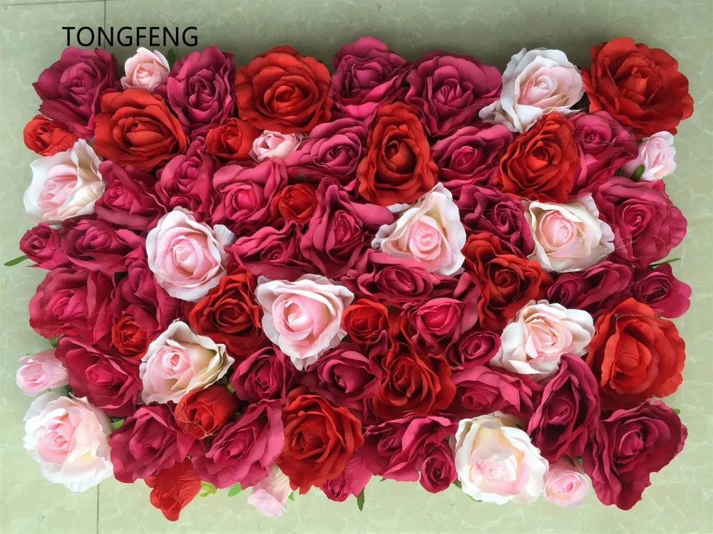 TONGFENG Свадьба постепенно меняющий цвет цветок стена цветок бегун Свадебный искусственный шелк Роза Пион Декорация