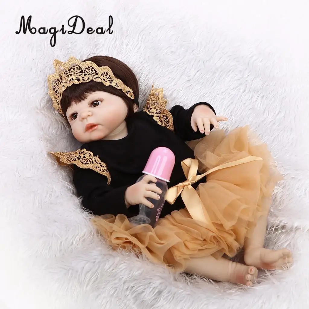 

NPK Realistic 22inch Silicone Reborn Princess Baby Doll Toddler Newborn Baby Doll With Clothes, Pacifier and Nursing Bottle