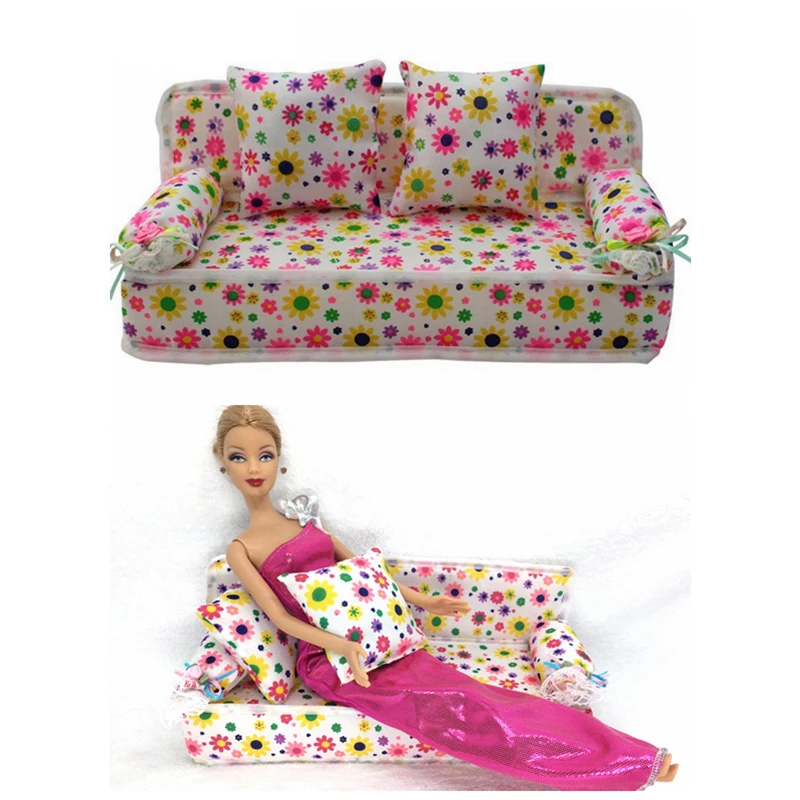 Bbgun001 Doll Accessories Cute Dollhouse Furniture Flower Cloth Sofa 