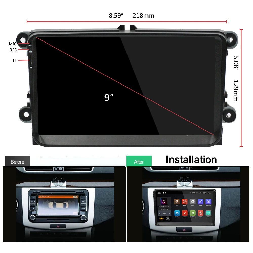 Best Auto Android8.1 IPS Screen Car Audio Car Player GPS Radio For VW GOLF 6 Polo Bora JETTA B6 PASSAT Tiguan SKODA OCTAVIA Bluetooth 3