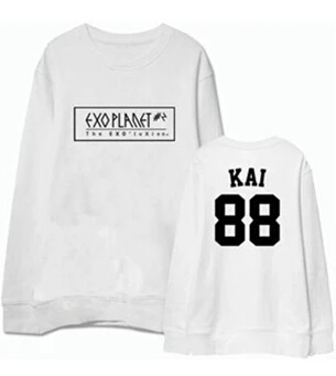 EXO Сеул концерт же имя члена печать Круглая горловина толстовки для KPOP болельщиков поддерживающая тонкий пуловер Толстовка 2 цвета - Цвет: 15