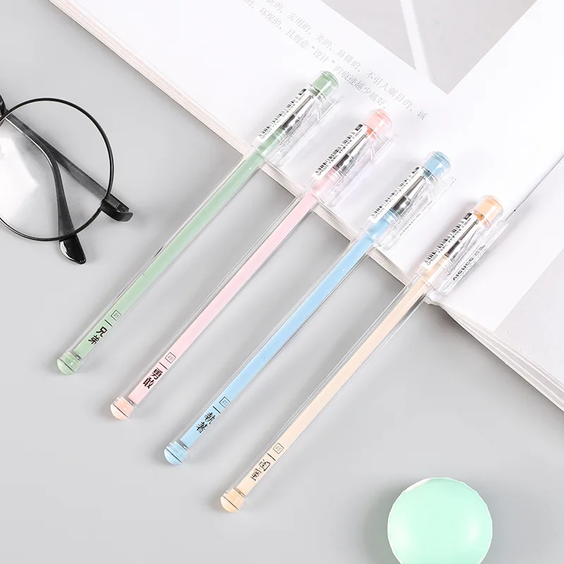 

R24 3X Fresh Simple Design Candy Color Gel Pen Writing Signing Tool School Office Supply Student Stationery Black Ink 0.38mm