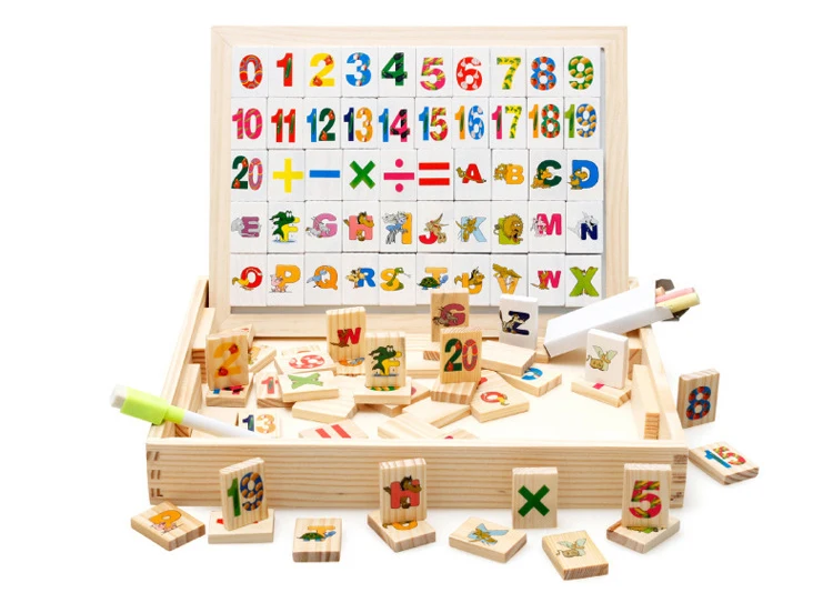 Многофункциональный ящик обучение двойной магнитной доске Монтессори Деревянные игрушки Обучающие Детские Алфавит арифметика Domino