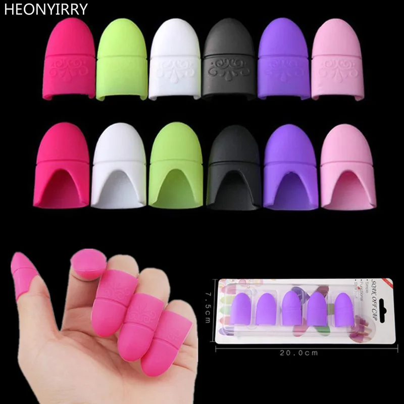 

5pcs Nail Art Tips UV Gel Polish Remover Wrap Silicone Elastic Soak Off Cap Clip Manicure Cleaning Varnish Tool Reuseable Finger