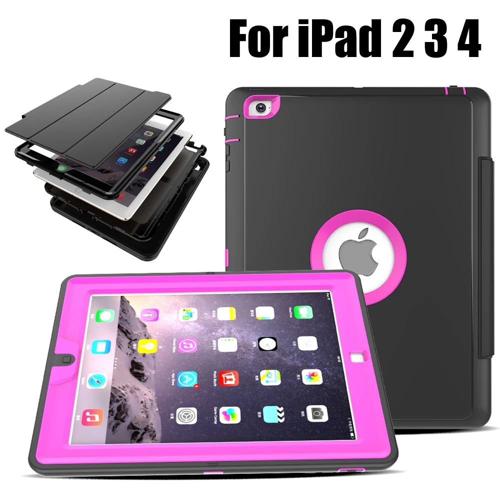 

For iPad 2 3 4 Heavy Duty Shockproof Hybrid Rubber Rugged Hard Impact Protective Case Cover For iPad2/3/4