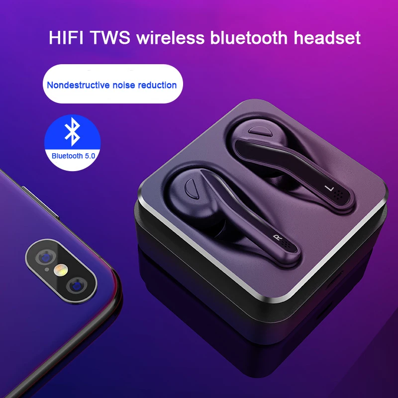 

2018 new TWS Bluetooth 5.0 wireless earphone IPX5 Waterproof anti - sweat noise reduction earphone with 240 mAh Charging box