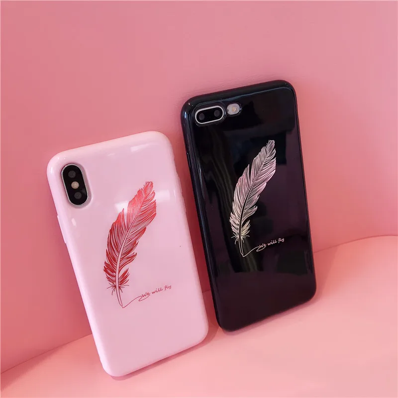 Мультяшный рельефный чехол с перьями для телефона iphone X 10 6 7 8 Plus XR милый мягкий XS Max